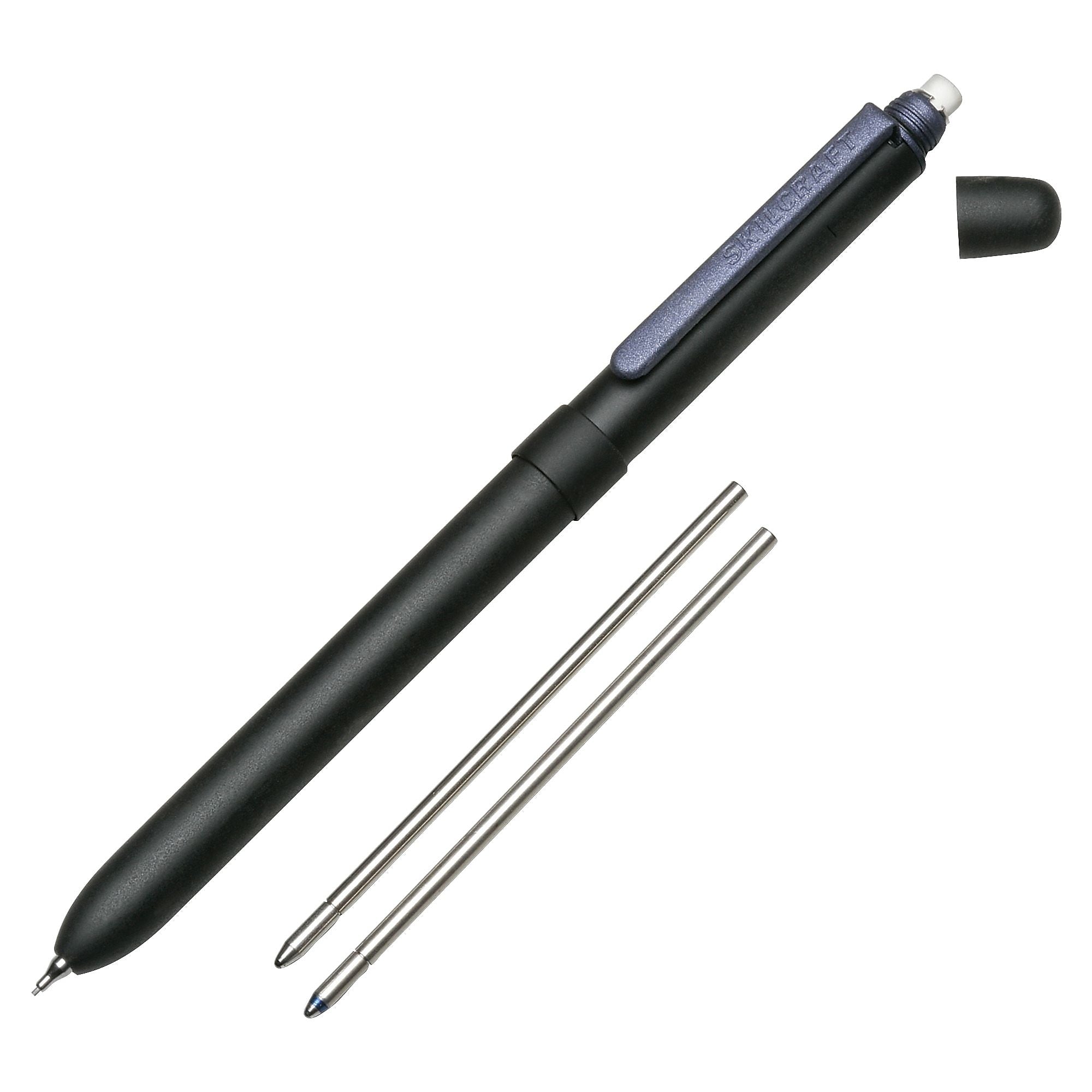 AbilityOne SKILCRAFT B3 Aviator Multifunction Pen, Medium Point Type, Black, Blue, Black Steel Barrel, 1 Each