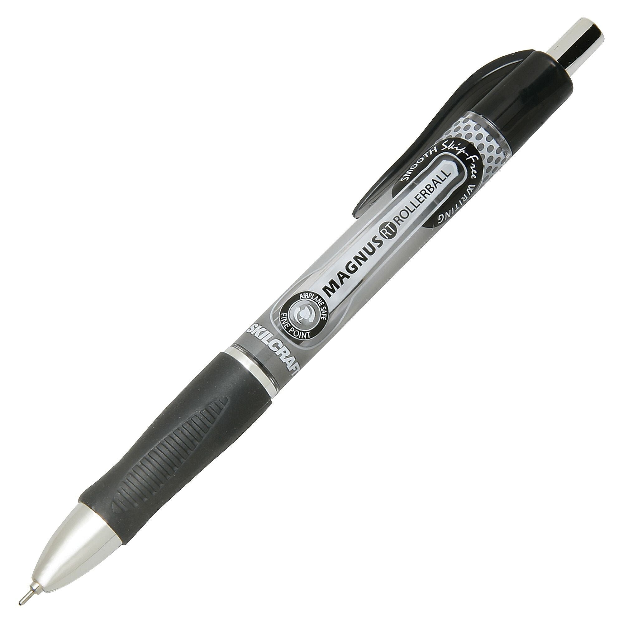 AbilityOne SKILCRAFT .7mm Retractable Rollerball Pen, 0.7 mm Point Size, Black Pigment-based Ink, Plastic Barrel, 12/Dozen