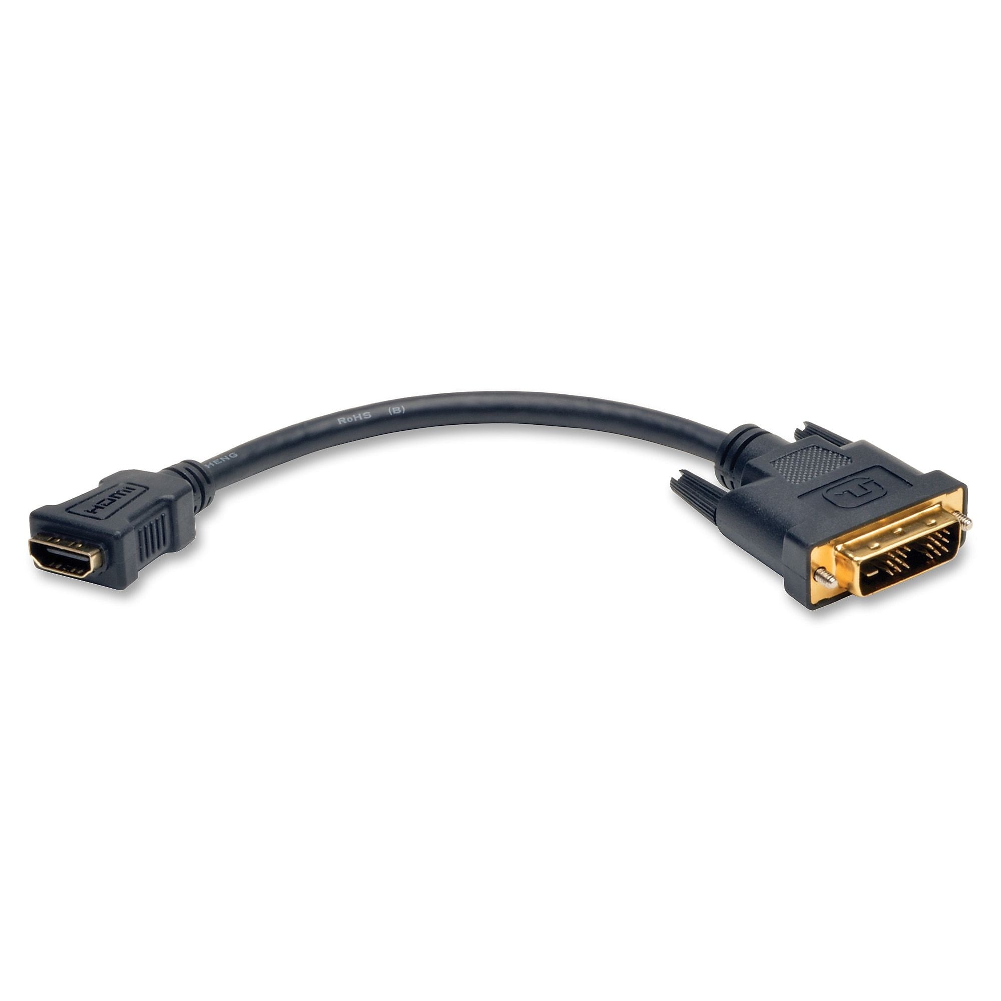 Tripp Lite HDMI to DVI Adapter Cable Connector HDMI to DVI-D F/M 8 Inch, HDMI/DVI for Video Device, Black