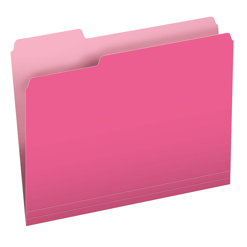 Pendaflex Recycled File Folder, 1/3-Cut Tab, Assorted, Letter Size, Pink/Light Pink, 100/Box (152 1/3 PIN)