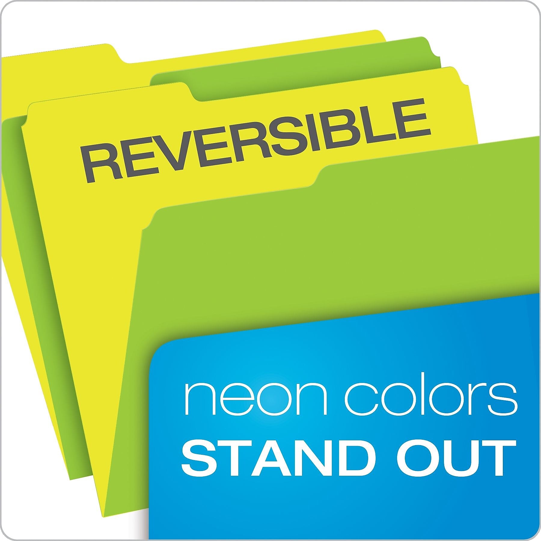 Pendaflex Glow Twisted Recycled File Folder, 1/3-Cut Tab, Assorted, Letter Size, Assorted Colors, 12/Pack (40526)