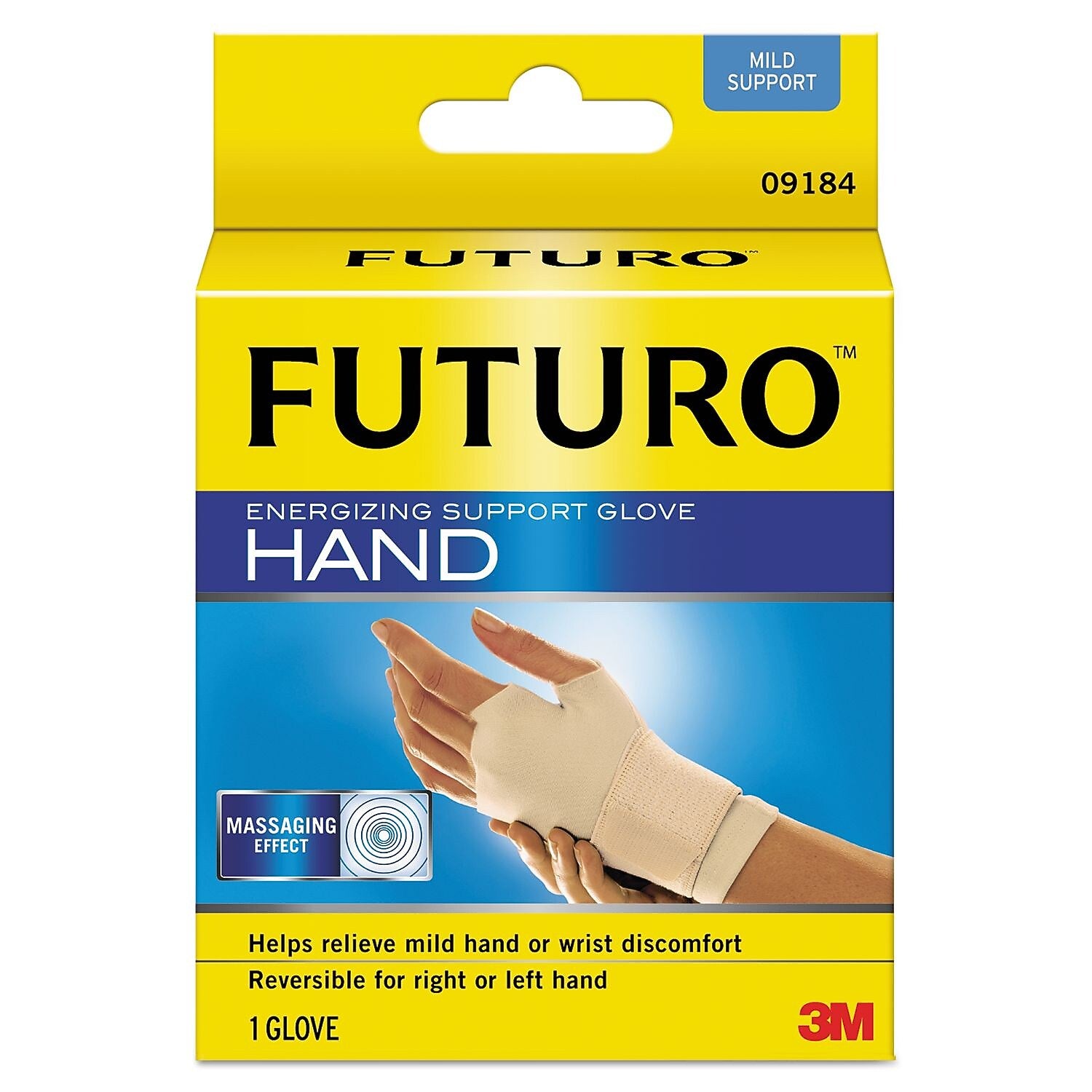 Futuro Energizing Support Glove, Medium, Palm Size 7 1/2" - 8 1/2", Tan