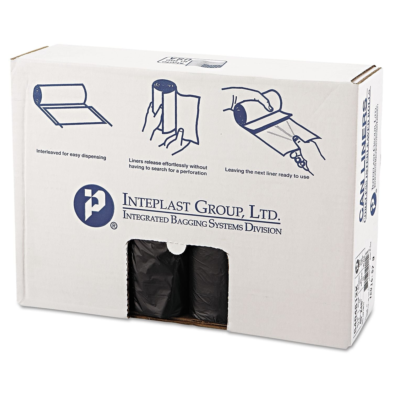 Inteplast Group High-Density Can Liner, 40 X 48, 45gal, 12mic, Black, 25/roll, 10 Rolls/carton