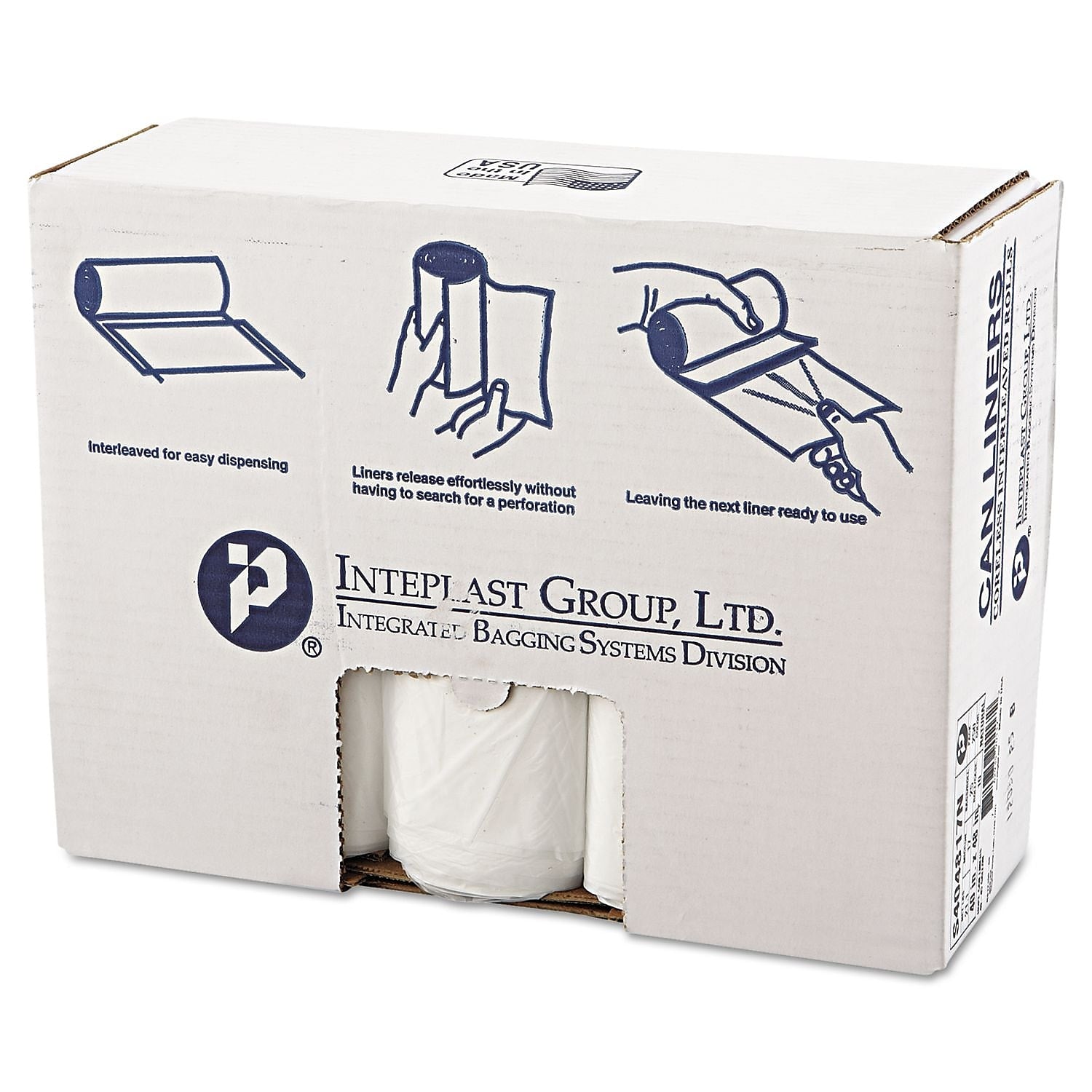 Inteplast Group High-Density Can Liner, 40 X 48, 45gal, 17mic, Clear, 25/roll, 10 Rolls/carton