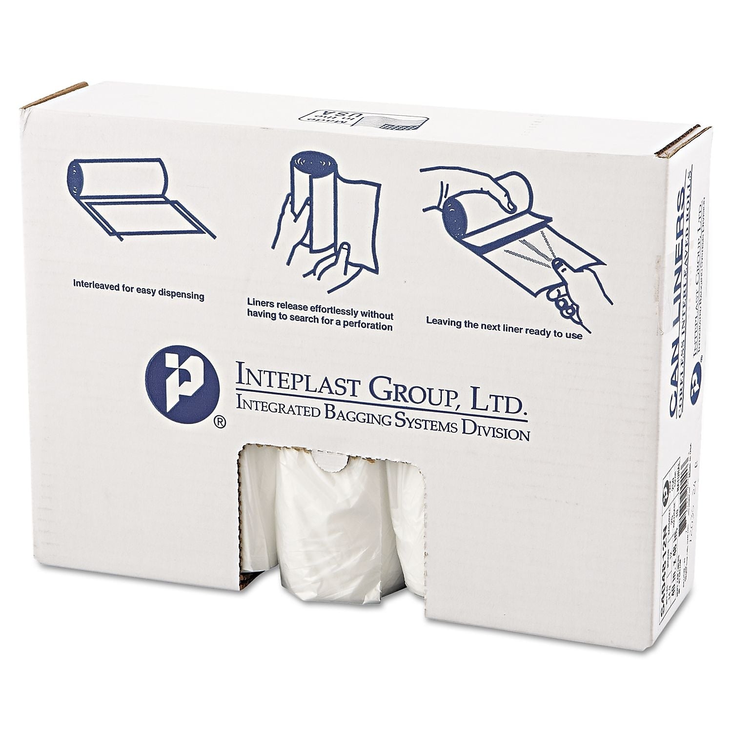 Inteplast Group High-Density Can Liner, 40 X 48, 45gal, 12mic, Clear, 25/roll, 10 Rolls/carton