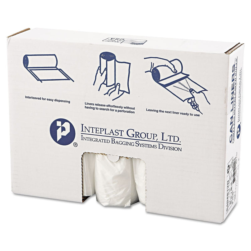 Inteplast Group High-Density Can Liner, 40 X 48, 45gal, 12mic, Clear, 25/roll, 10 Rolls/carton