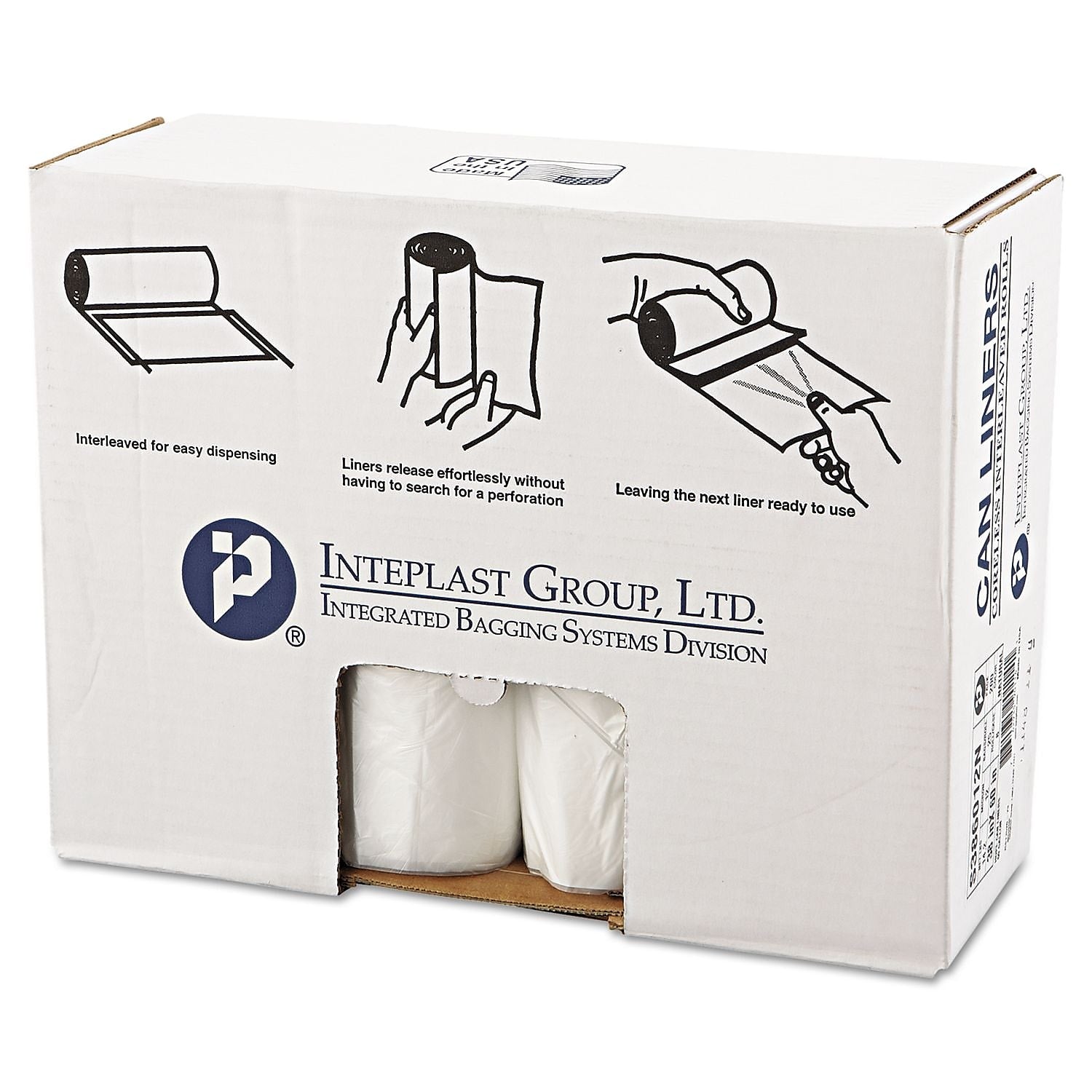 Inteplast Group High-Density Can Liner, 38 X 60, 60gal, 12mic, Clear, 25/roll, 8 Rolls/carton