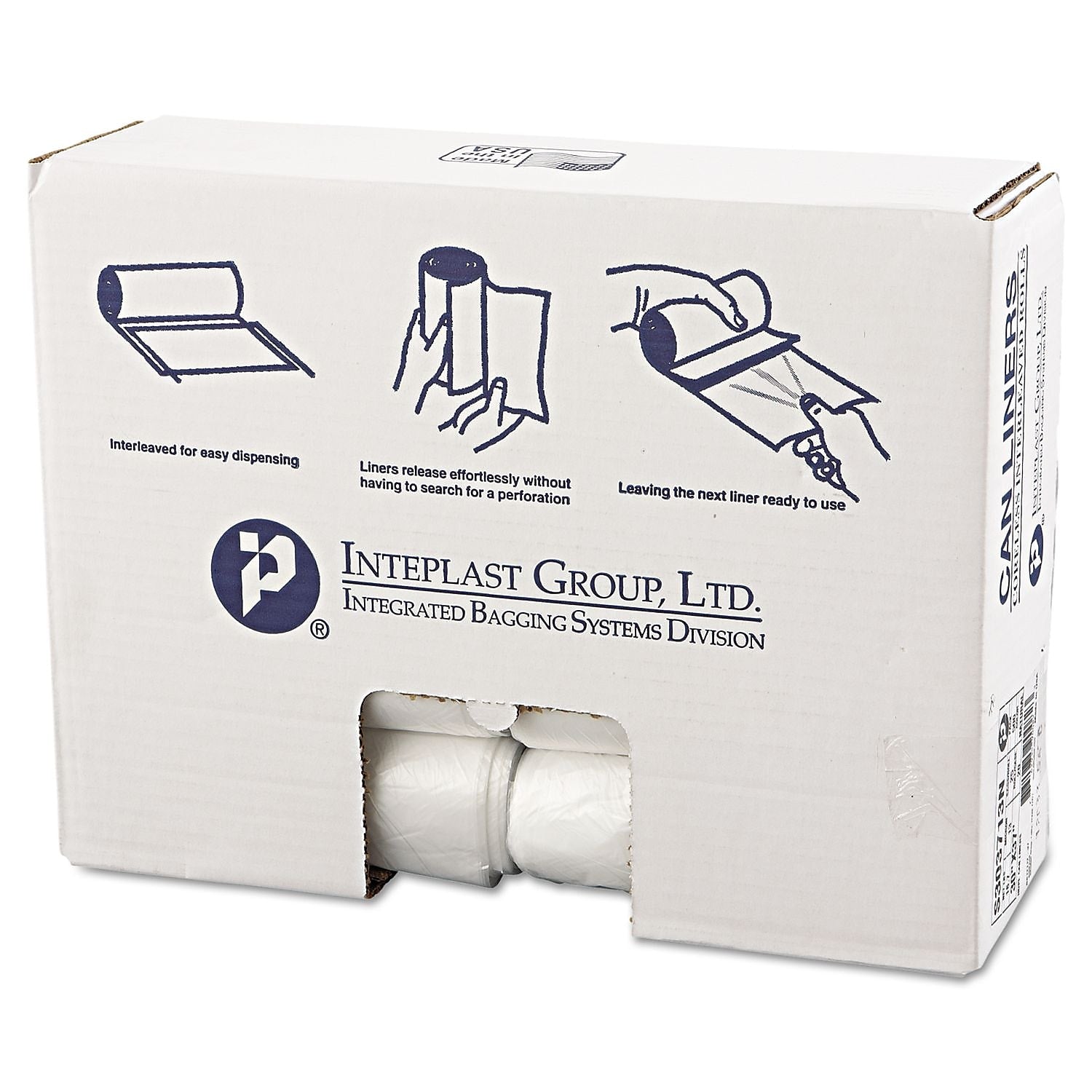Inteplast Group High-Density Can Liner, 30 X 37, 30gal, 13mic, Clear, 25/roll, 20 Rolls/carton
