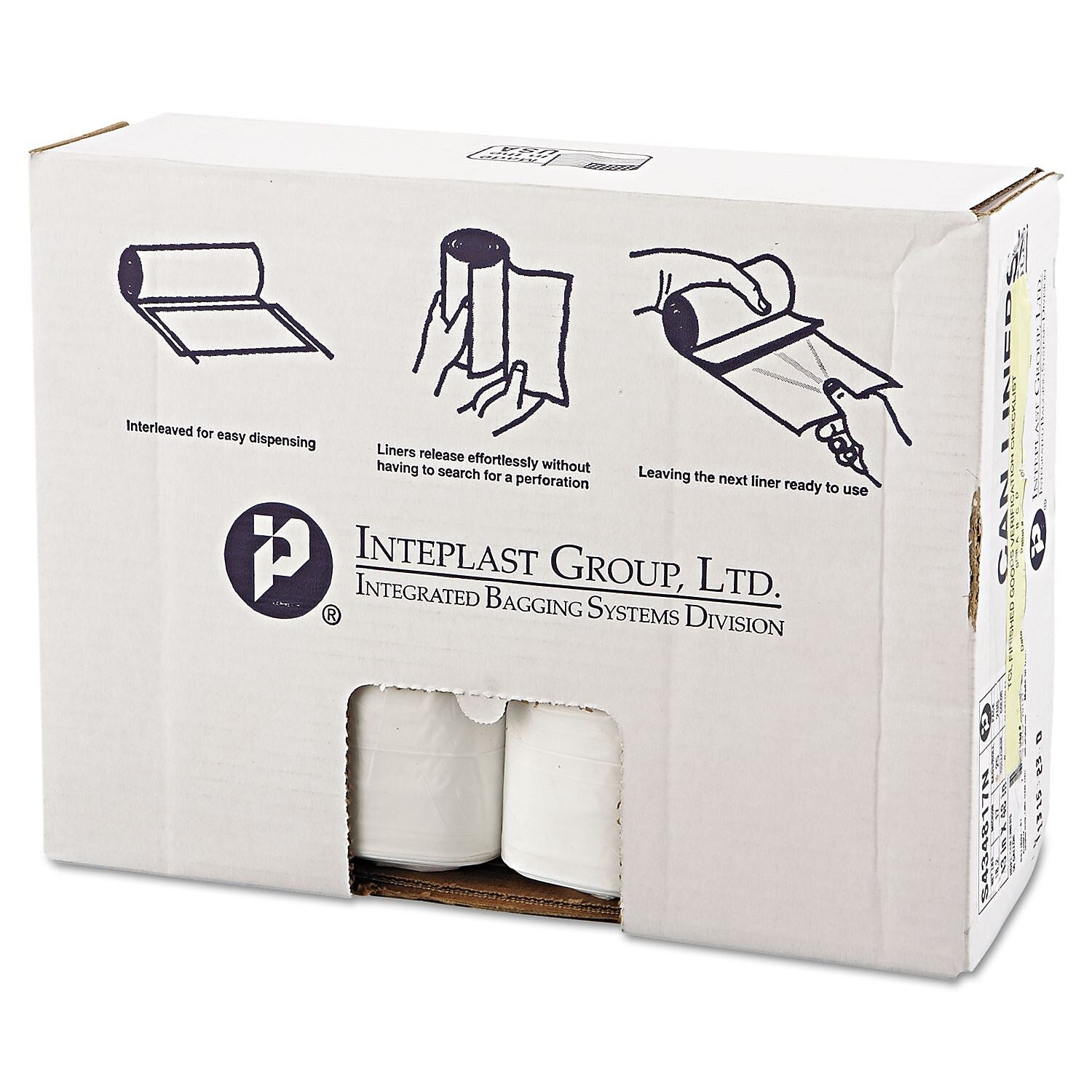 Inteplast Group High-Density Can Liner, 43 X 48, 60gal, 17mic, Clear, 25/roll, 8 Rolls/carton