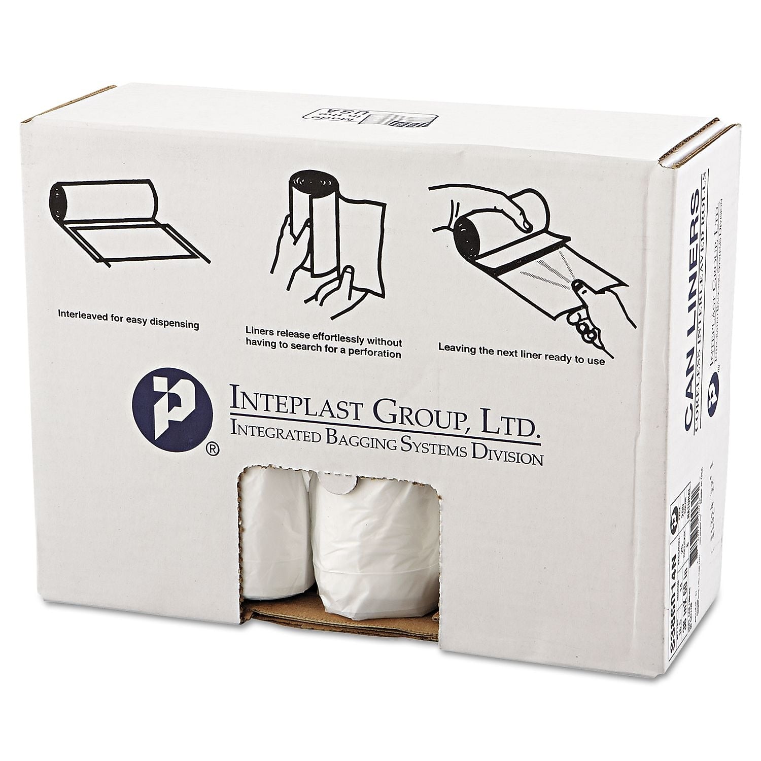 Inteplast Group High-Density Can Liner, 38 X 60, 60gal, 14mic, Clear, 25/roll, 8 Rolls/carton