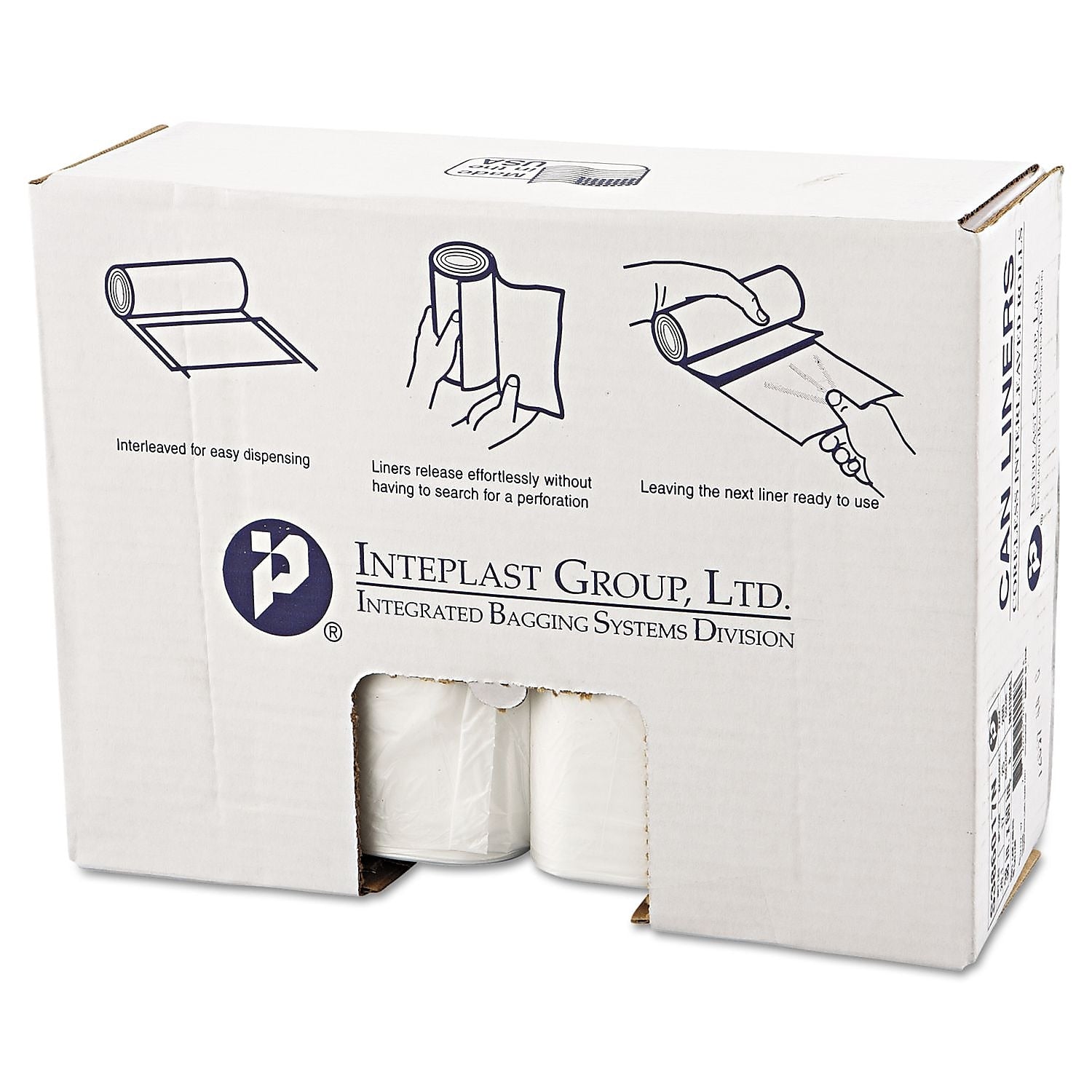 Inteplast Group High-Density Can Liner, 38 X 60, 60gal, 17mic, Clear, 25/roll, 8 Rolls/carton