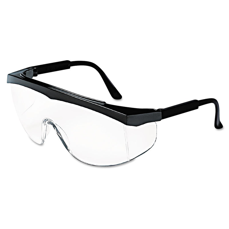 Crews Stratos Safety Glasses, Black Frame, Clear Lens
