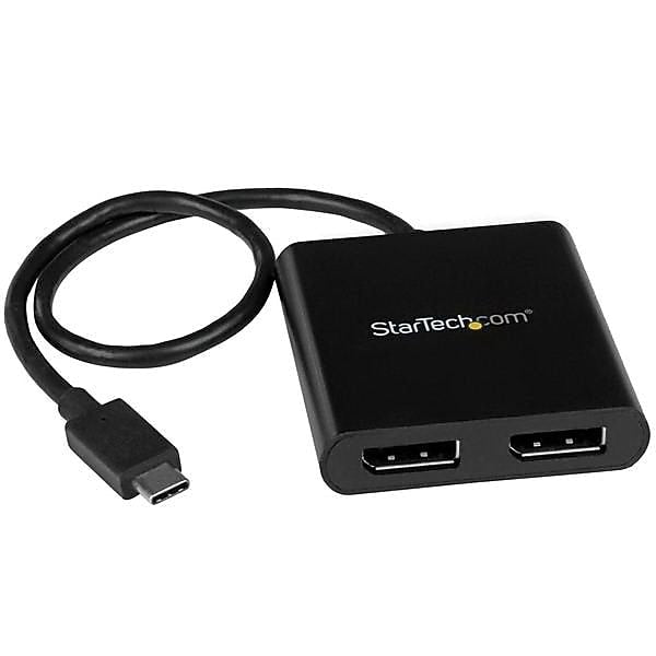 StarTech.com® MSTCDP122DP USB-C to DisplayPort Male/Female Multi-Monitor Splitter, Black