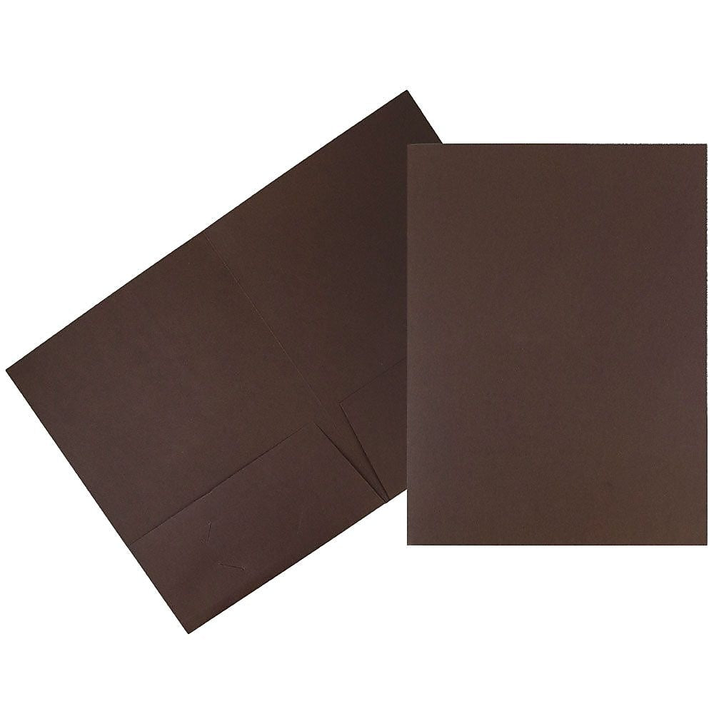 JAM Paper Linen 2-Pocket Presentation Folder, Chocolate Brown, 100/Carton (386LBRB)