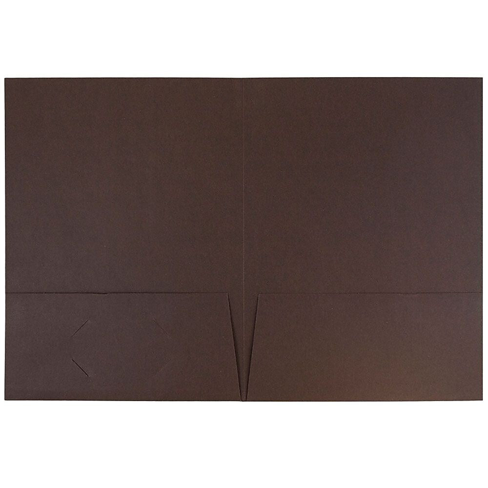 JAM Paper Linen 2-Pocket Presentation Folder, Chocolate Brown, 100/Carton (386LBRB)