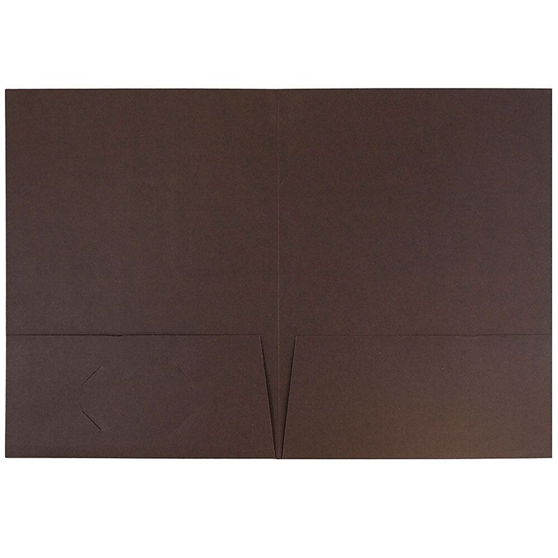 JAM Paper Linen 2-Pocket Presentation Folder, Chocolate Brown, 100/Carton (386LBRB)