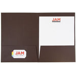 JAM Paper Linen 2-Pocket Presentation Folder, Chocolate Brown, 100/Carton (386LBRB)