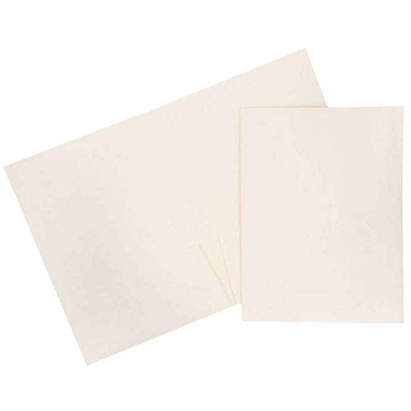 JAM Paper 2-Pocket Textured Linen Business Folders, Ivory, 25/Pack (386LIVA)