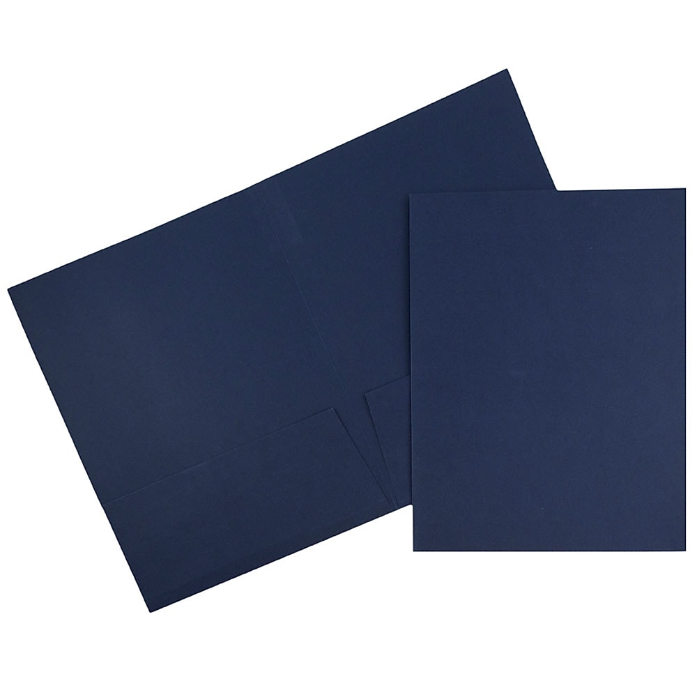 JAM Paper 2-Pocket Textured Linen Business Folders, Navy Blue, 50/Box (386LNAC)