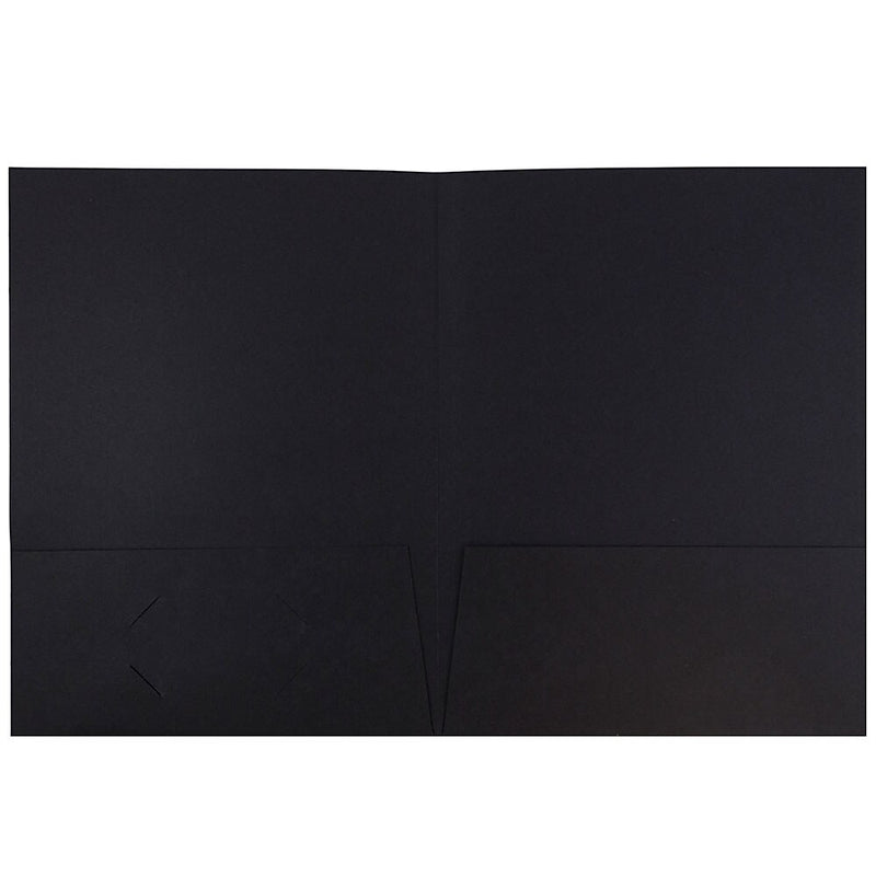 JAM Paper 2-Pocket Linen Portfolio Folder, Black, 6/Pack (99594d)