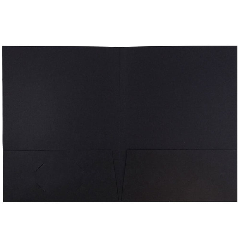 JAM Paper 2-Pocket Textured Linen Business Folders, Black, 25/Pack (386LBLA)