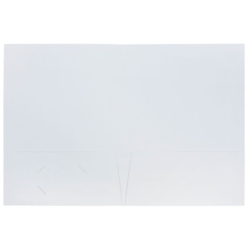 JAM Paper Two-Pocket Textured Linen Business Folders, White, 6/Pack (95448D)