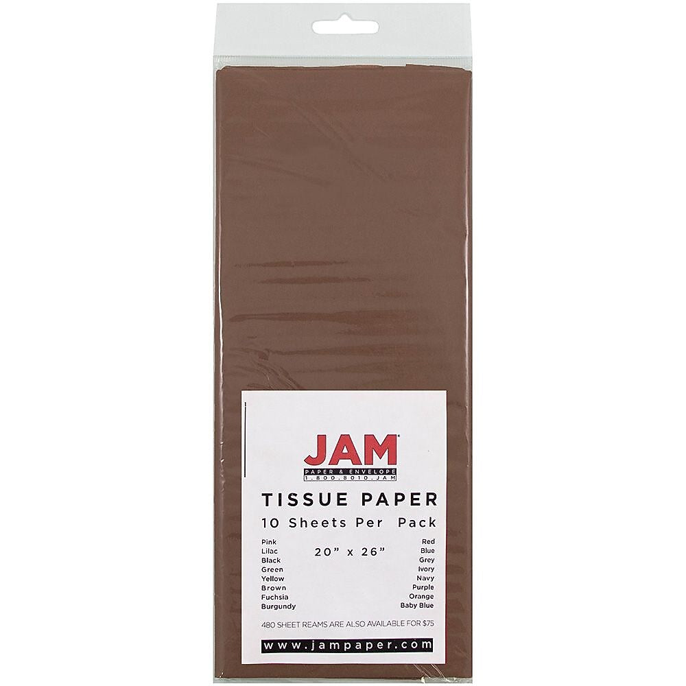 JAM Paper 20" x 26" Tissue Paper, Brown, 10 Sheets/Pack (1152349)