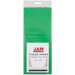 JAM Paper 20" x 26" Tissue Paper, Green, 10 Sheets/Pack (1152352)