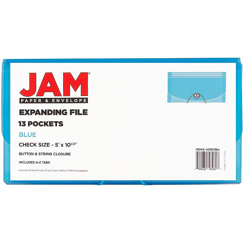 Jam Paper Plastic File Pocket, Check Size, Blue (221618980)
