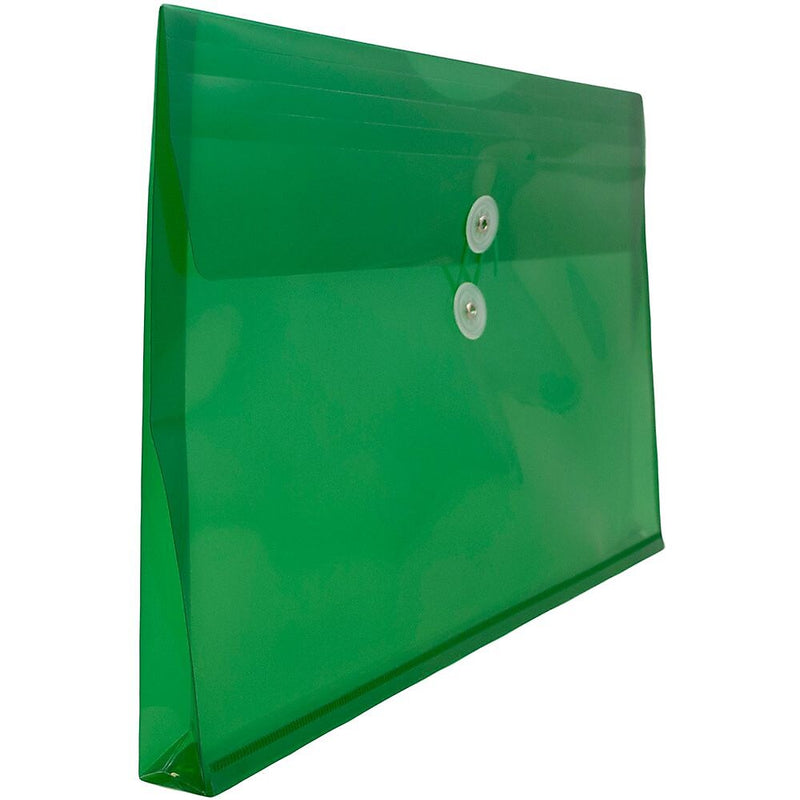 JAM Paper® Plastic Envelopes with Button and String Tie Closure, Legal Booklet, 9.75 x 14.5, Green, 12/Pack (219B1GR)