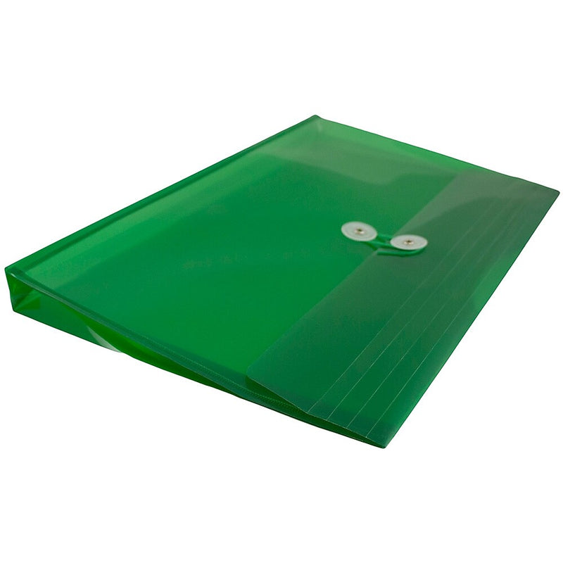 JAM Paper® Plastic Envelopes with Button and String Tie Closure, Legal Booklet, 9.75 x 14.5, Green, 12/Pack (219B1GR)