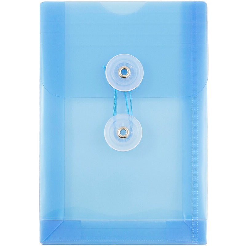 JAM Paper Plastic Filing Envelope with Button & String Closure, Blue, 12/Pack (473B1BU)