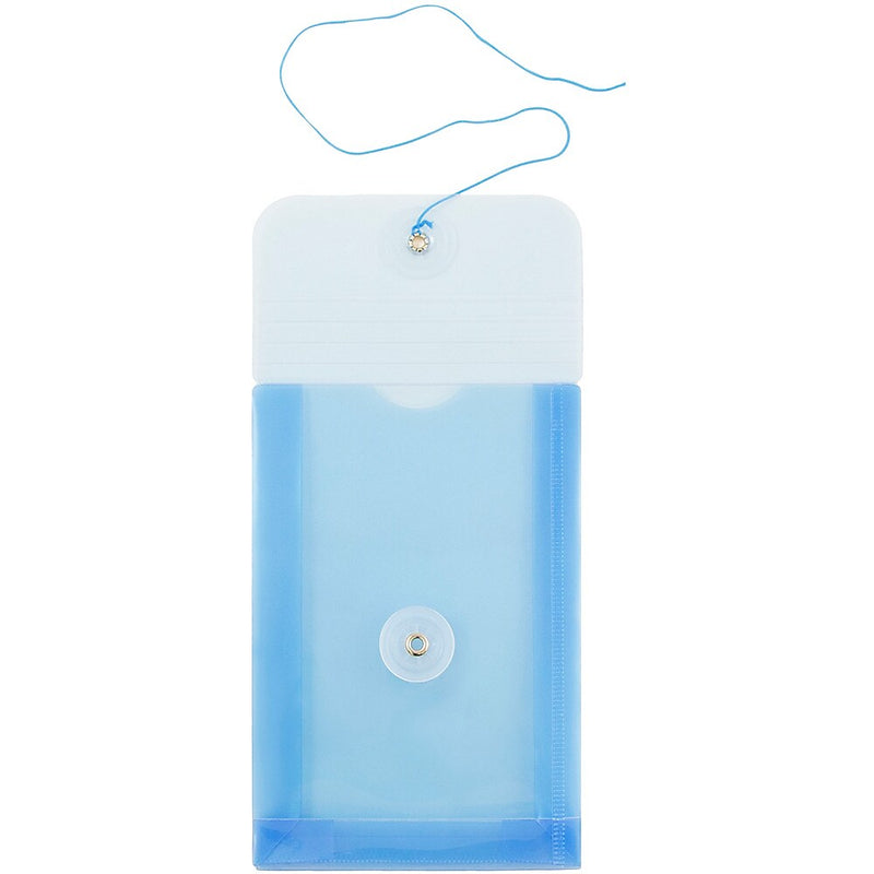 JAM Paper Plastic Filing Envelope with Button & String Closure, Blue, 12/Pack (473B1BU)