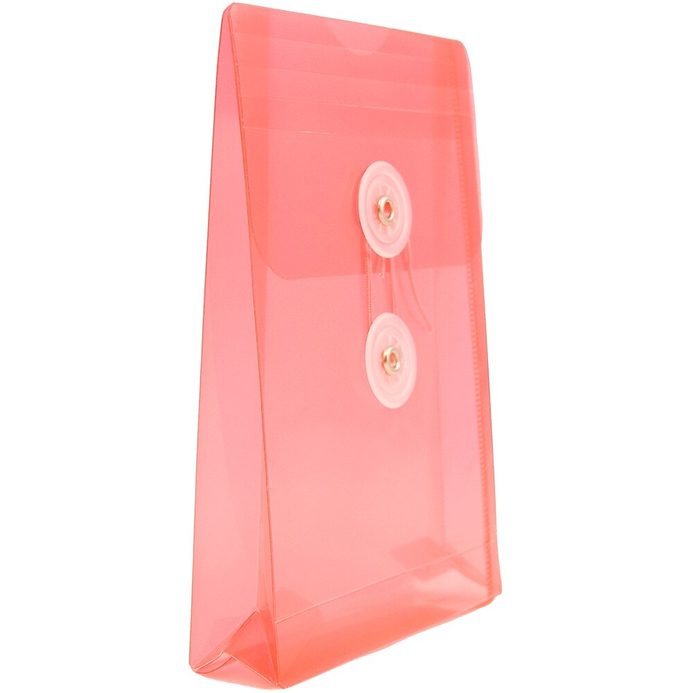 JAM Paper Plastic Filing Envelope with Button & String Closure, Red, 12/Pack (473B1RE)