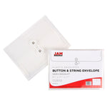 JAM Paper® Plastic Envelopes with Button and String Tie Closure, Index Booklet, 5.5 x 7.5, Clear, 12/Pack (920B1CL)