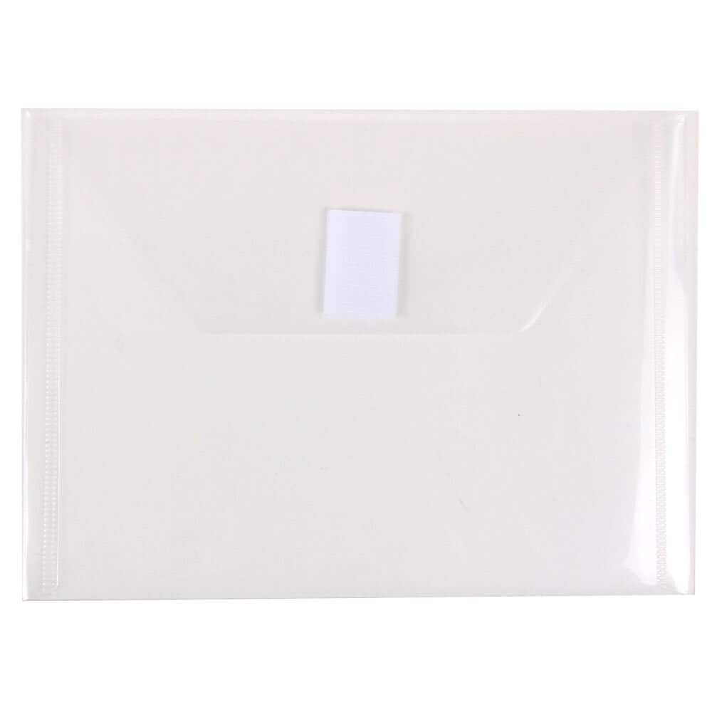 JAM Paper® Plastic Envelopes with Hook & Loop Closure, Index Booklet, 5.5 x 7.5, Clear, 12/Pack (920V0CL)
