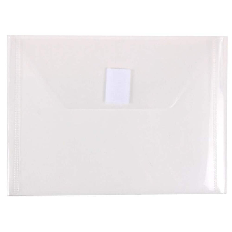 JAM Paper® Plastic Envelopes with Hook & Loop Closure, Index Booklet, 5.5 x 7.5, Clear, 12/Pack (920V0CL)