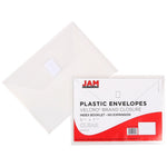 JAM Paper® Plastic Envelopes with Hook & Loop Closure, Index Booklet, 5.5 x 7.5, Clear, 12/Pack (920V0CL)