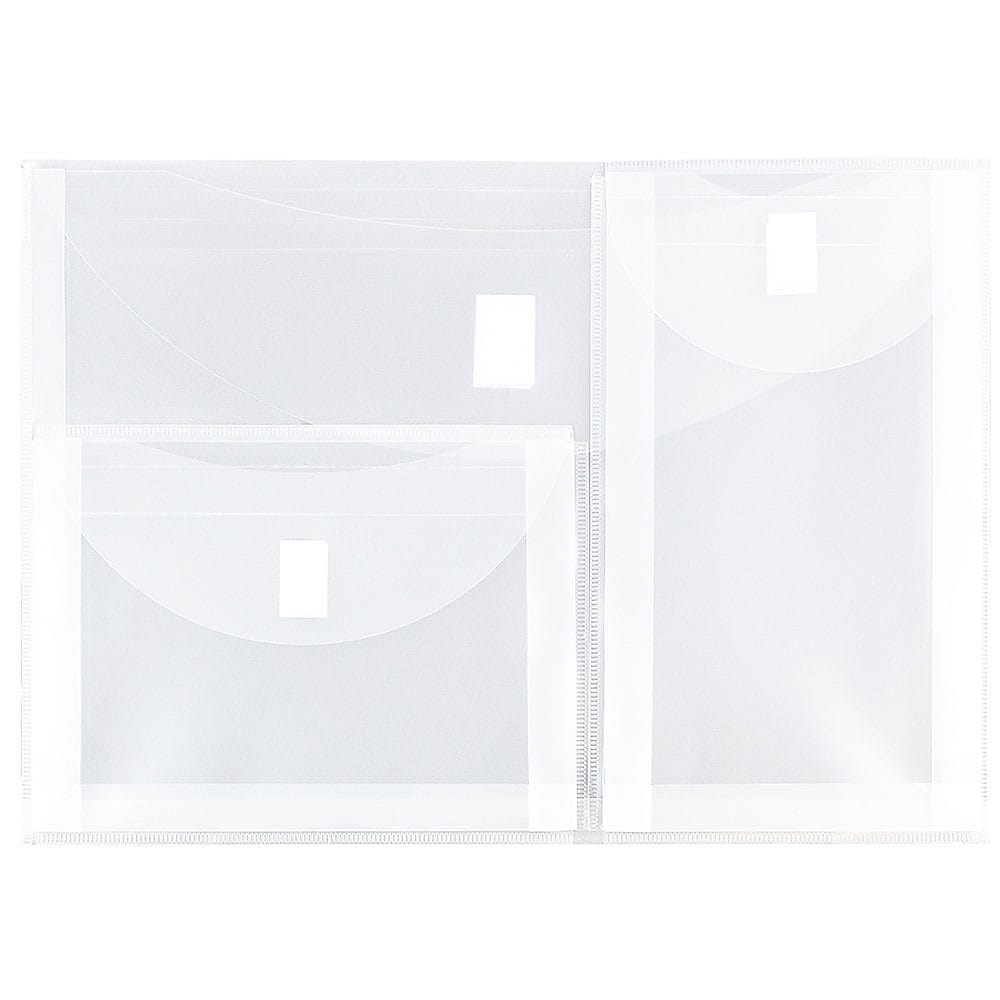 JAM Paper® 3 Pocket Plastic Envelope with Hook & Loop, Letter Booklet, 9.75 x 13, Clear, Sold Individually (B35318B)