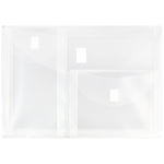 JAM Paper® Plastic Multi-Pocket Envelopes with Hook & Loop, 3 Pockets, Letter Booklet, 9.75 x 13, Clear, 12/Pack (B35318)