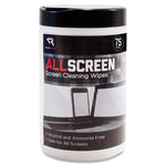 Advantus Cleaning Wipe, For Display Screen, Alcohol-free, Ammonia-free, 75, Assorted