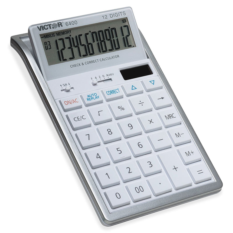 Victor 6400 12-Digit Desktop Calculator, White/Silver