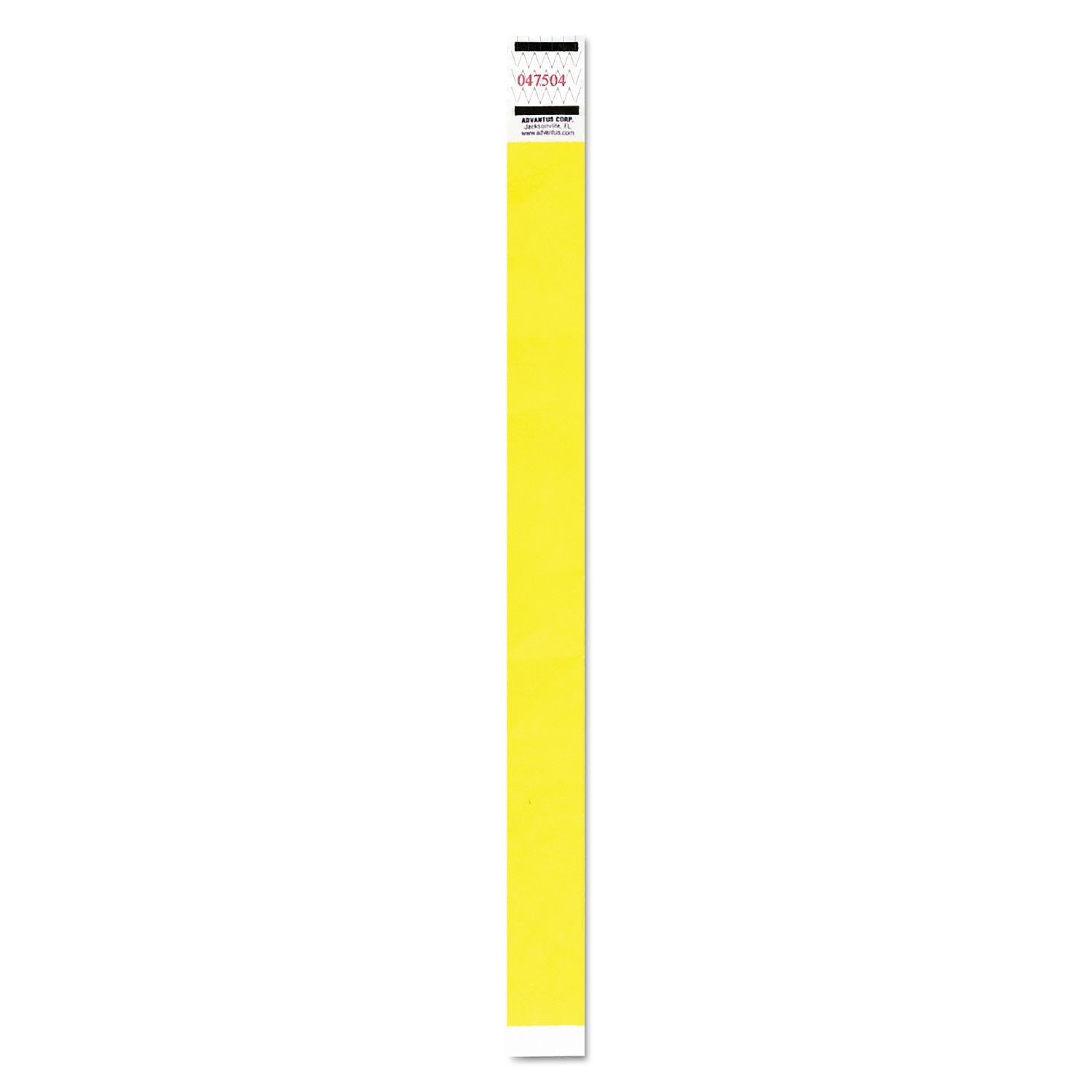 Advantus Crowd Management Wristband, Sequential Numbers, 9 3/4 X 3/4, Neon Yellow,500/pk
