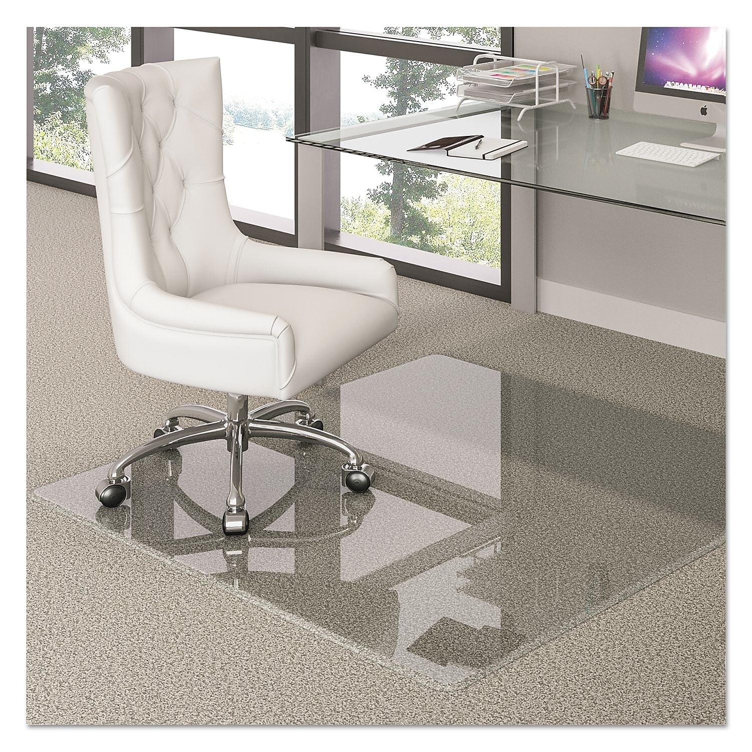 Deflecto Premium Glass Chair Mat, 44 X 50, Clear
