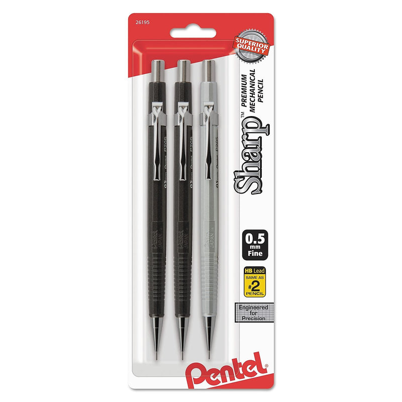 Pentel Sharp Mechanical Drafting Pencil, 0.5 Mm, Assorted Barrels, 3/pack