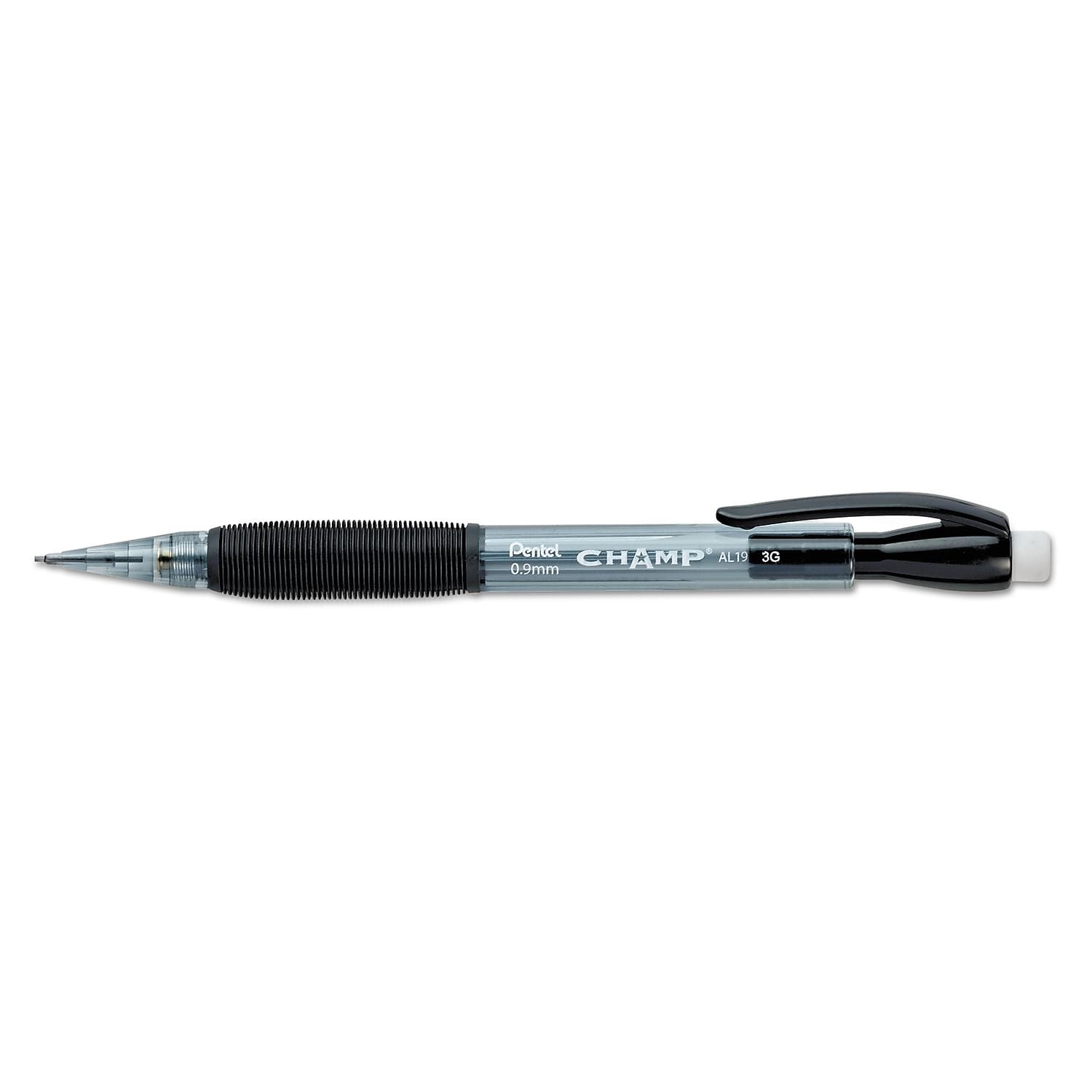 Pentel Champ Mechanical Pencil, 0.9 Mm,translucent Black Barrel, Dozen