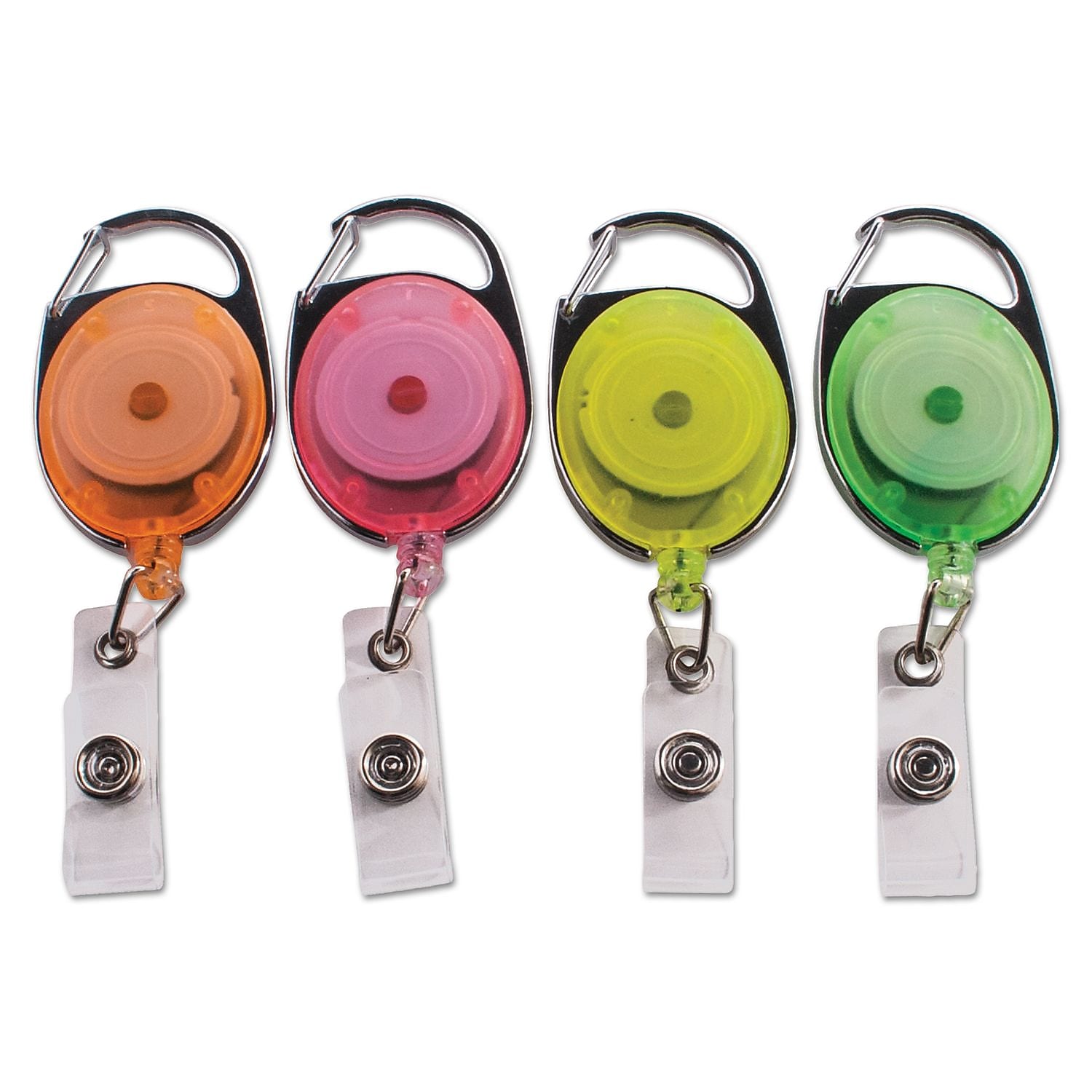Advantus Carabiner-Style Retractable Id Card Reel, 30" Extension, Assorted Neon, 20/pack