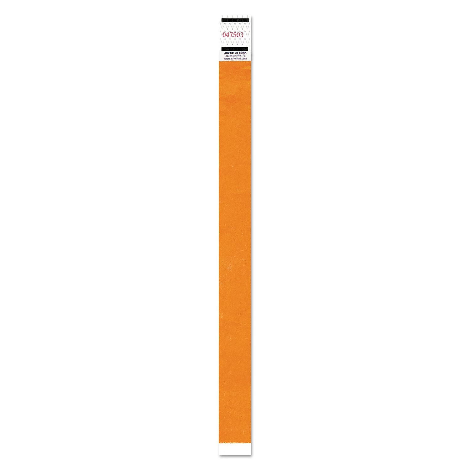 Advantus Crowd Management Wristband, Sequential Numbers, 9 3/4 X 3/4, Neon Orange, 500/pk