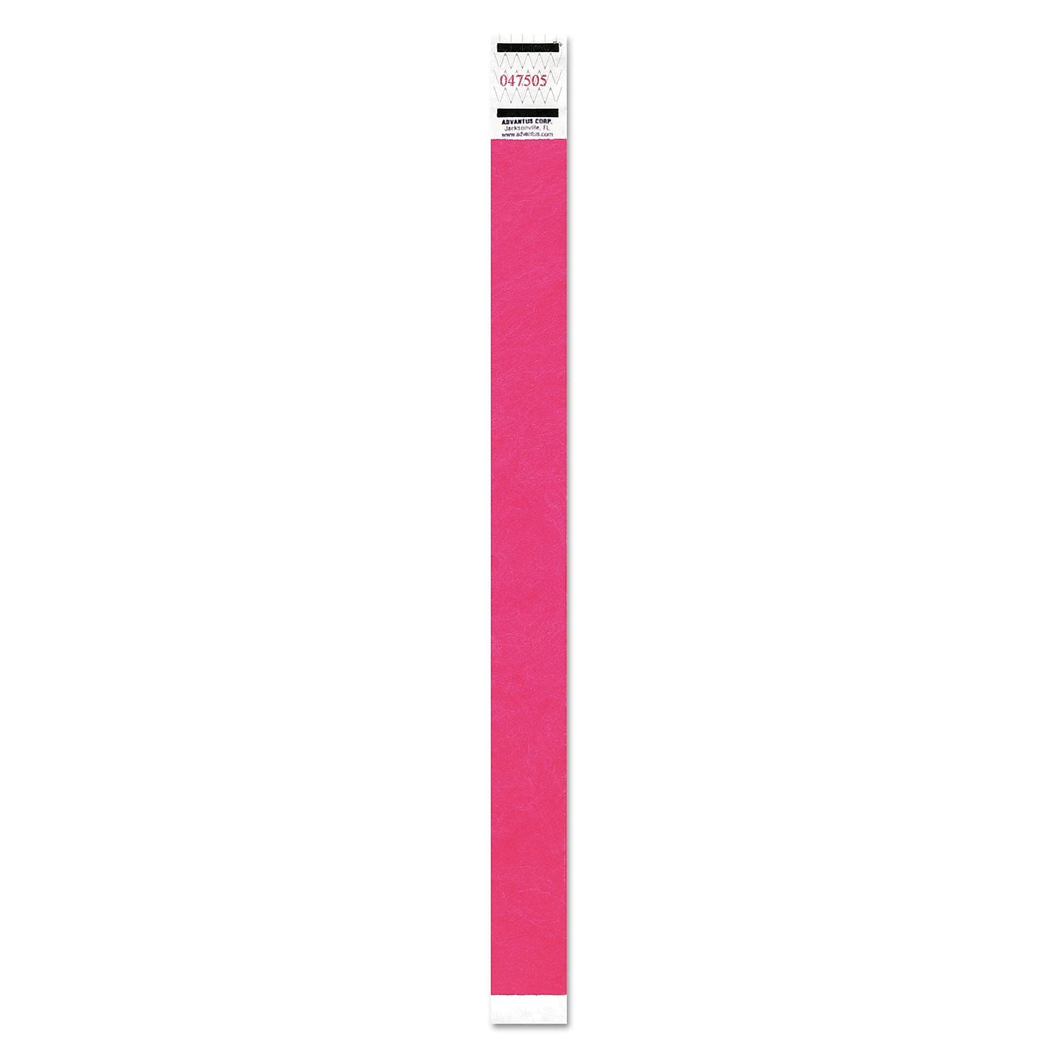 Advantus Crowd Management Wristband, Sequential Numbers, 9 3/4 X 3/4, Neon Pink, 500/pk