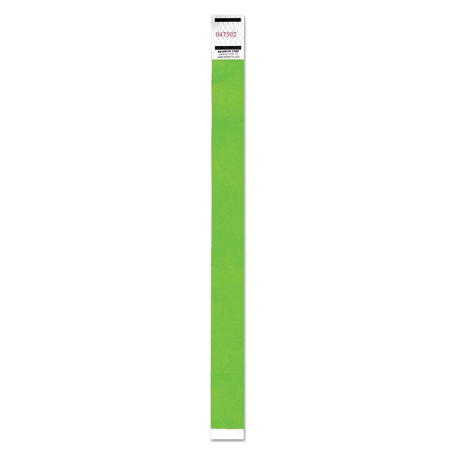 Advantus Crowd Management Wristband, Sequential Numbers, 9 3/4 X 3/4, Neon Green, 500/pk